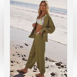 Free People olive green sweater set